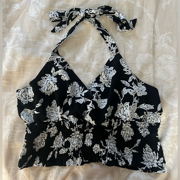 Pink Lily Black and White Floral Two-Piece Set - Picture 2 of 7